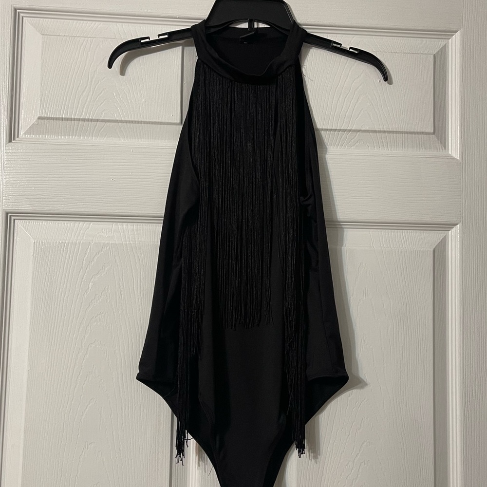 Black fringe bodysuit!